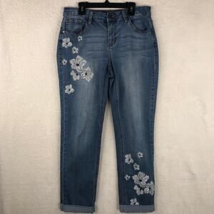 Earl Jean Women's Size 28 Embroidered Rolled Hem Jeans